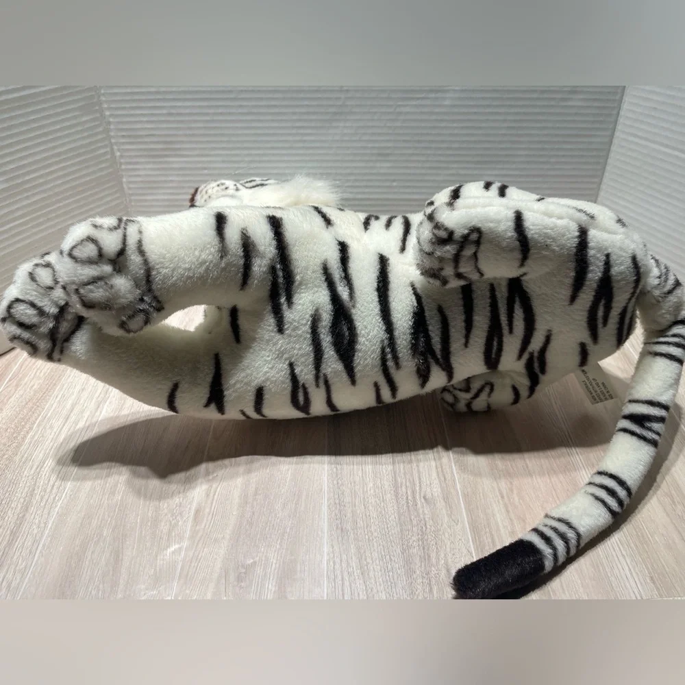 Vintage JIC White Tiger Plush Stuffed Animal – Realistic Big Cat Toy 17”